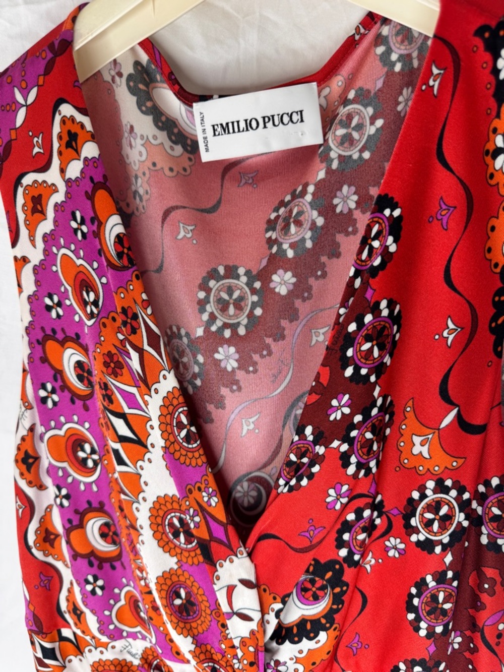 Emilio Pucci Vintage Rare Red & Pink Twist-Front Sleeveless Dress - Picture 6 of 15